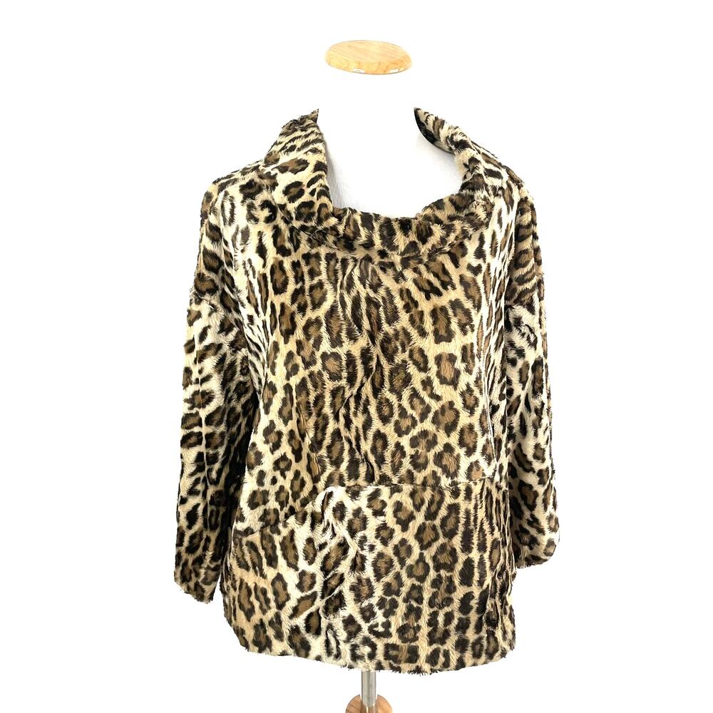 Graham & Spencer Leopard Cheetah Silk-lined Boxy A-line Top Women's Size Small